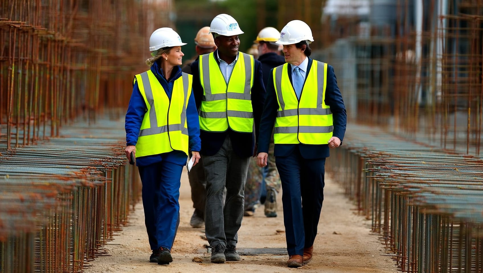 Partner builder and JULY project manager walking an active site together